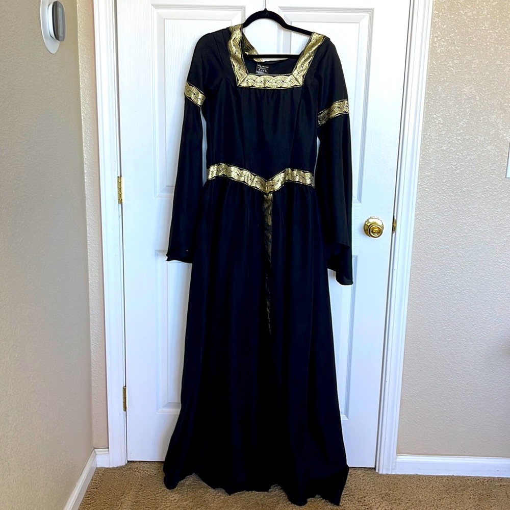 Leg Avenue Black Maxi Dress with Gold Trim